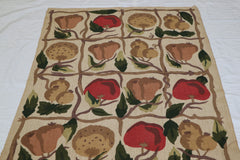 Fruits Design Rug, Handmade Indian Rug, 5x8 Area Rug