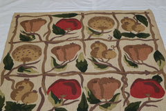 Fruits Design Rug, Handmade Indian Rug, 5x8 Area Rug