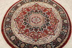 Indian Round Rug, 4x4 Round Rug, Jammu Kashmir Rug