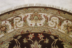 5x5 Round Rug, Silk Flower Rug, Indian Round Rug