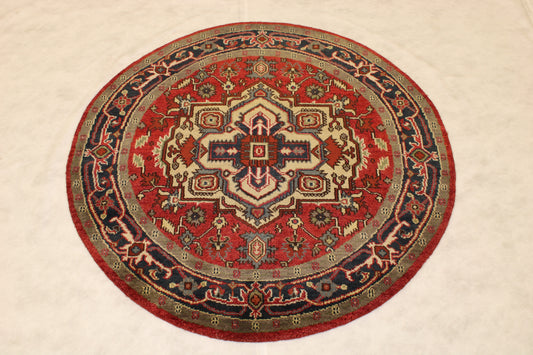 Persian Round Rug, 5x5 Round Rug, Indian Serapi Rug