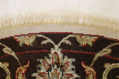 Oriental Round Rug, Silk Flower Rug, Indian Round Rug