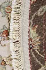 Oriental Round Rug, Silk Flower Rug, Indian Round Rug