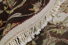 Oriental Round Rug, Silk Flower Rug, Indian Round Rug