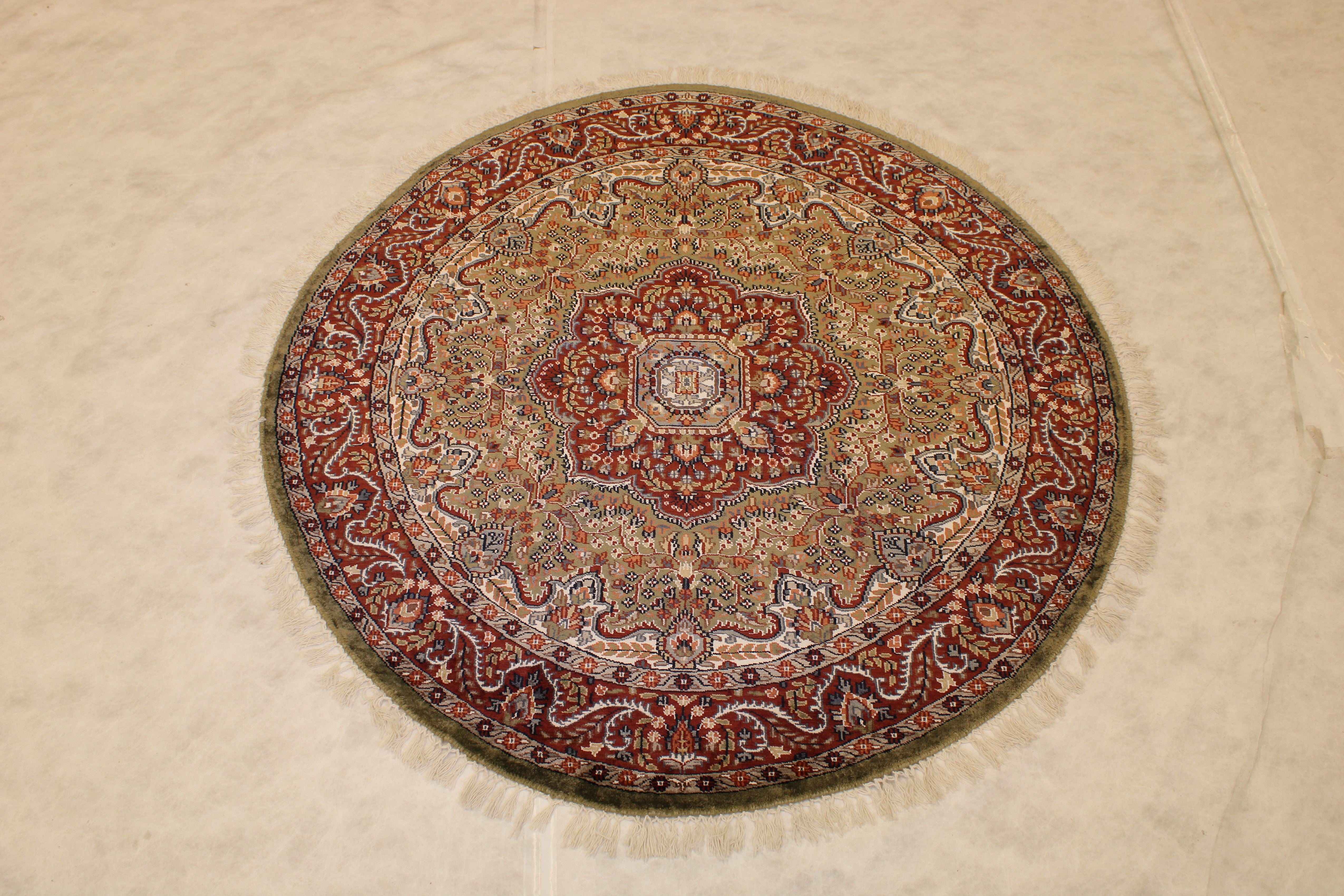 5x5 Round Rug, Indian Round Rug, Jammu Kashmir Rug