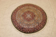 5x5 Round Rug, Indian Round Rug, Jammu Kashmir Rug
