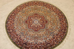 5x5 Round Rug, Indian Round Rug, Jammu Kashmir Rug