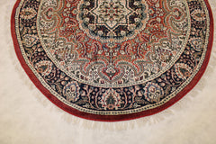 Hand Knotted Round Rug, Jammu Kashmir Round Rug