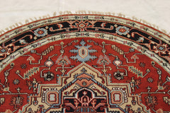 6x6 Round Rug, Indian Serapi Rug