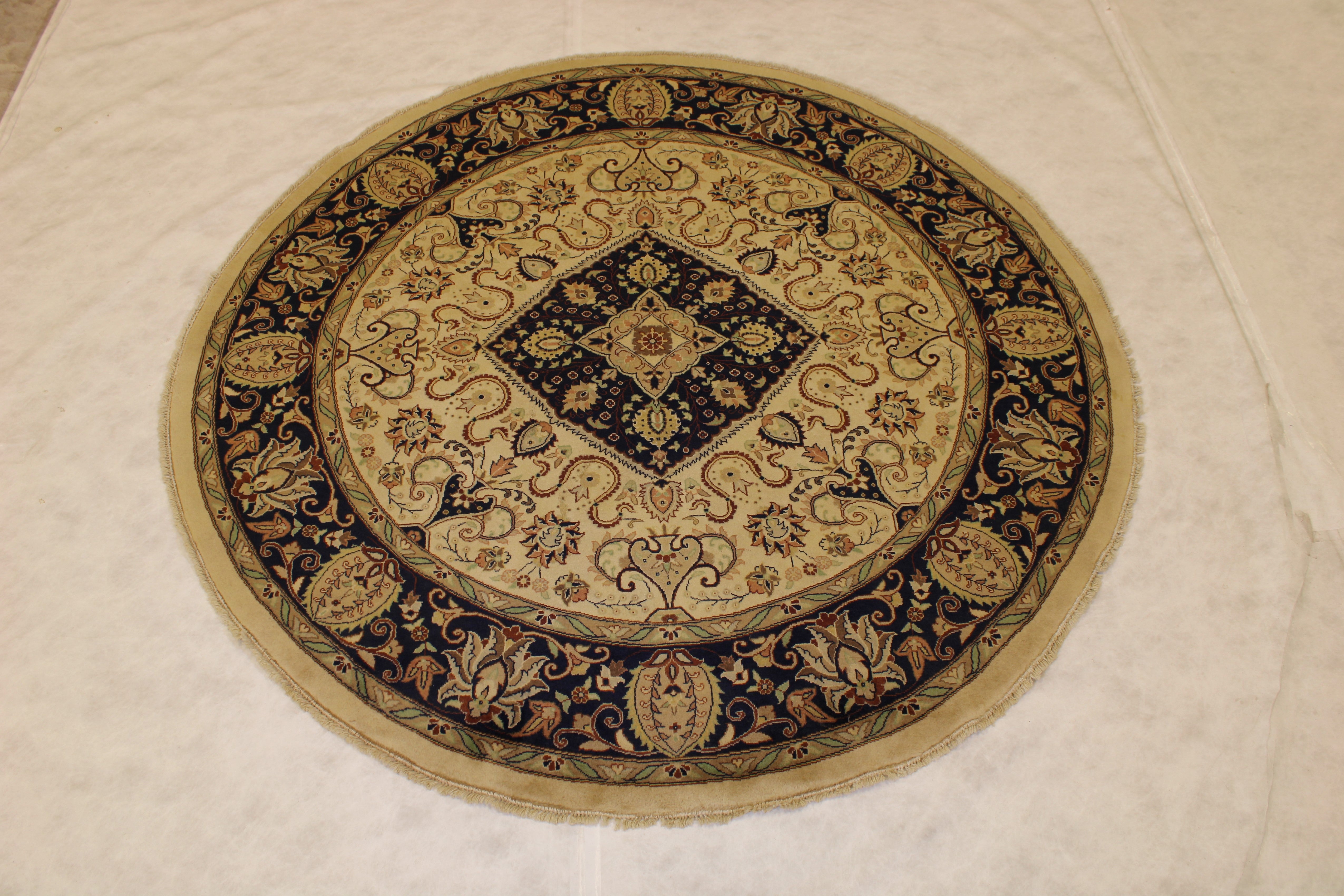 6x6 Round Rug, Pak Persian Rug, Hand Knotted Round Rug