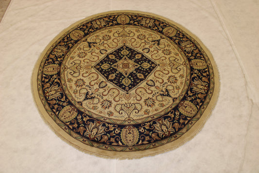 6x6 Round Rug, Pak Persian Rug, Hand Knotted Round Rug