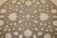 Hand Knotted Round Rug, Oushak Puja Design Rug