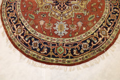 Serapi Round Rug, 6x6 Round Rug, Indian Wool Rug