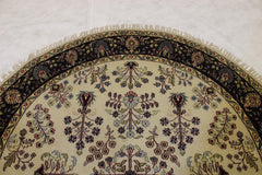 Geometric Round Rug, 6x6 Round Rug, Floral Round Rug