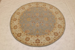 Oushak Round Rug, Hand Knotted Rug, Indian Round Rug