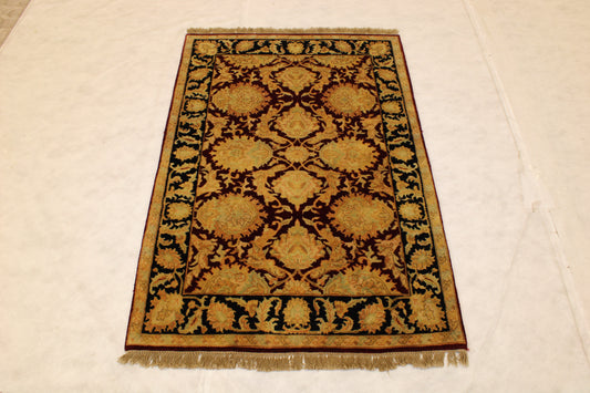 4x6 Floral Rug, Indian Geometric Rug