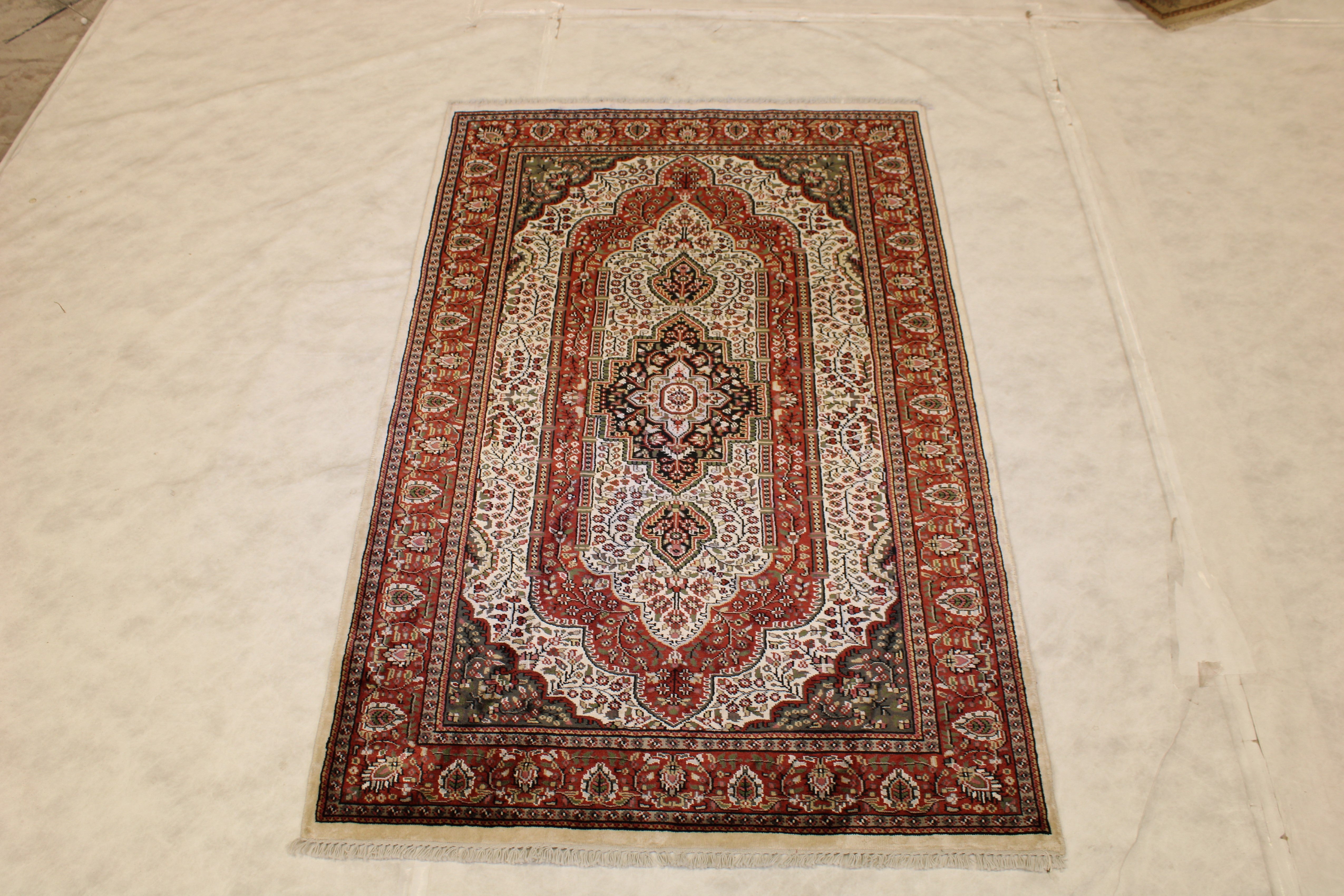Kashmiri Rug, 4x6 Indian Rug, Hand Knotted Rug