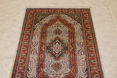 Kashmiri Rug, 4x6 Indian Rug, Hand Knotted Rug