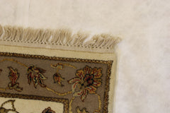 Persian Hand Knotted Rug, Silk Flower Design Rug