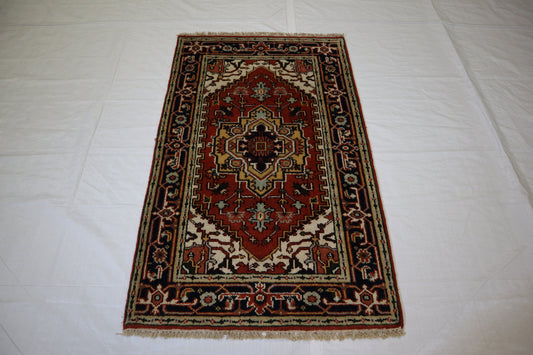3x5 Traditional Rug, Indian Serapi Rug