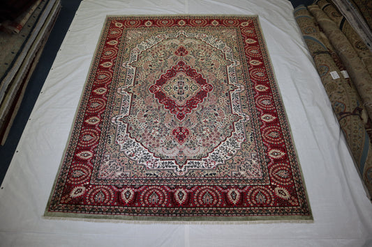 8x10 Hand Knotted Rug, Indian Jammu Kashmir Rug