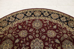 Jaipur Round Rug, 9x9 Hand Knotted Rug, Indian Round Rug