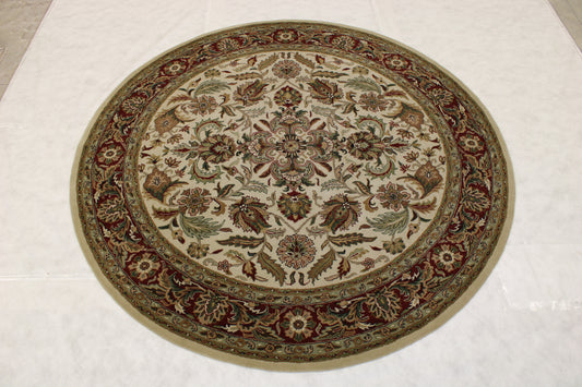 Tufted Round Rug, Ivory Round Rug, Indian Wool Rug