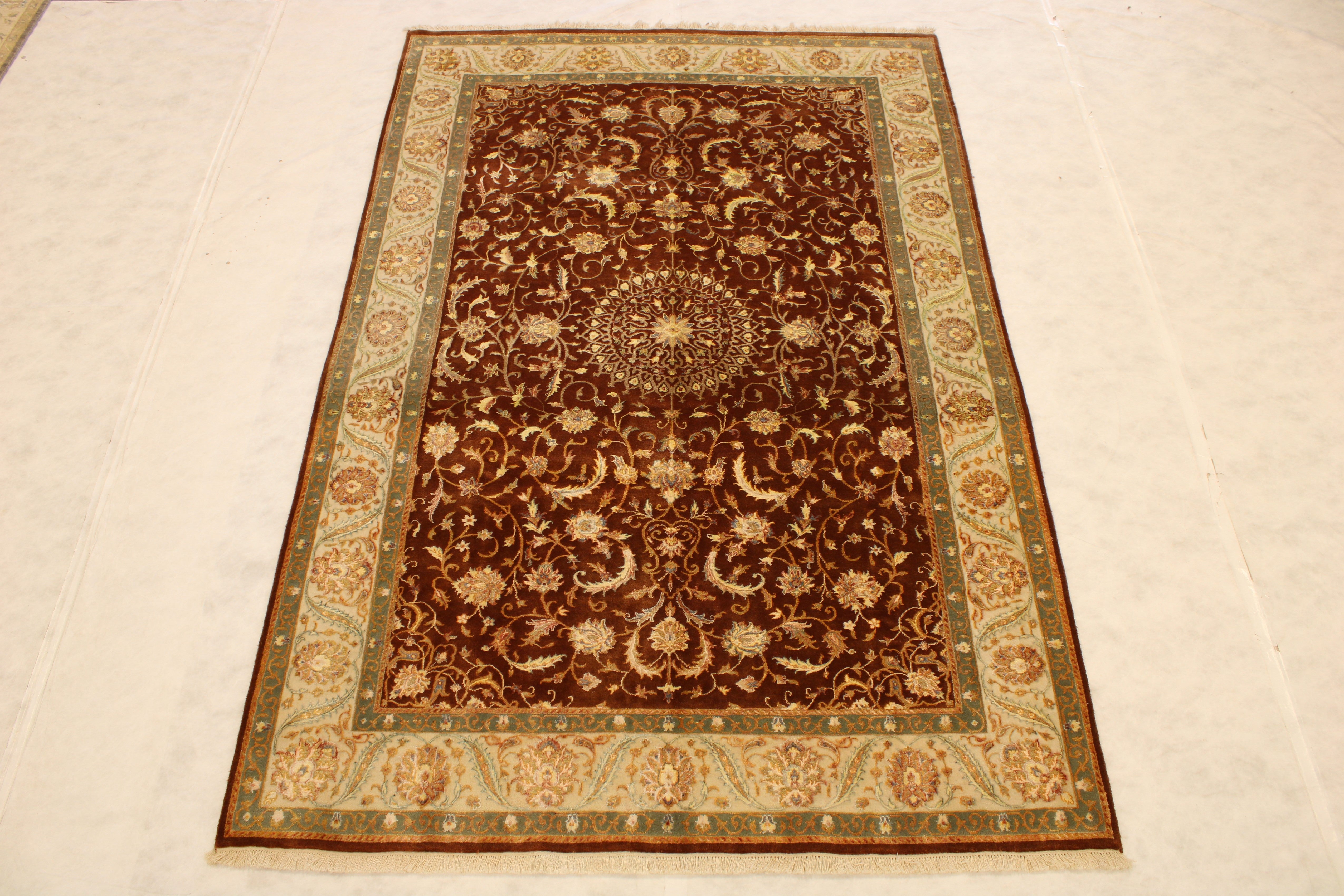Silk Flower Rug, Oriental Rug, Indian Rug