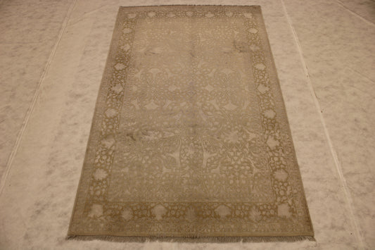 6x10 Area Rug, Indian Silk Flower Rug