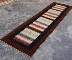 Hand Knotted Wool Runner, Contemporary Rug, 3x9 Runner