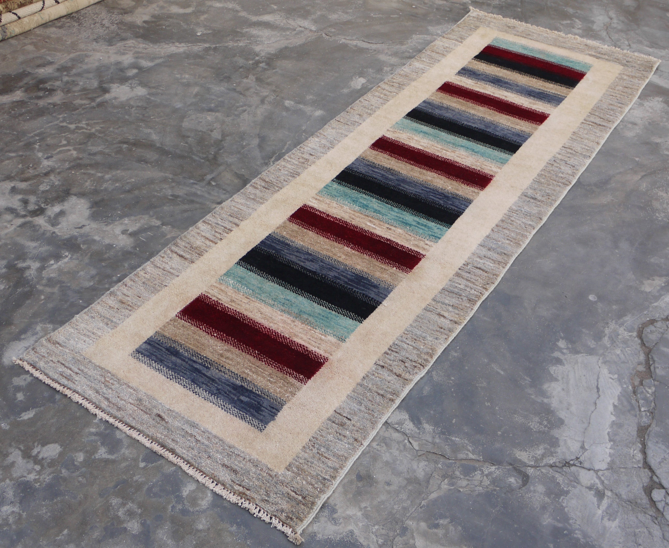 Contemporary Rug, Afghan Runner, Hand Knotted Runner