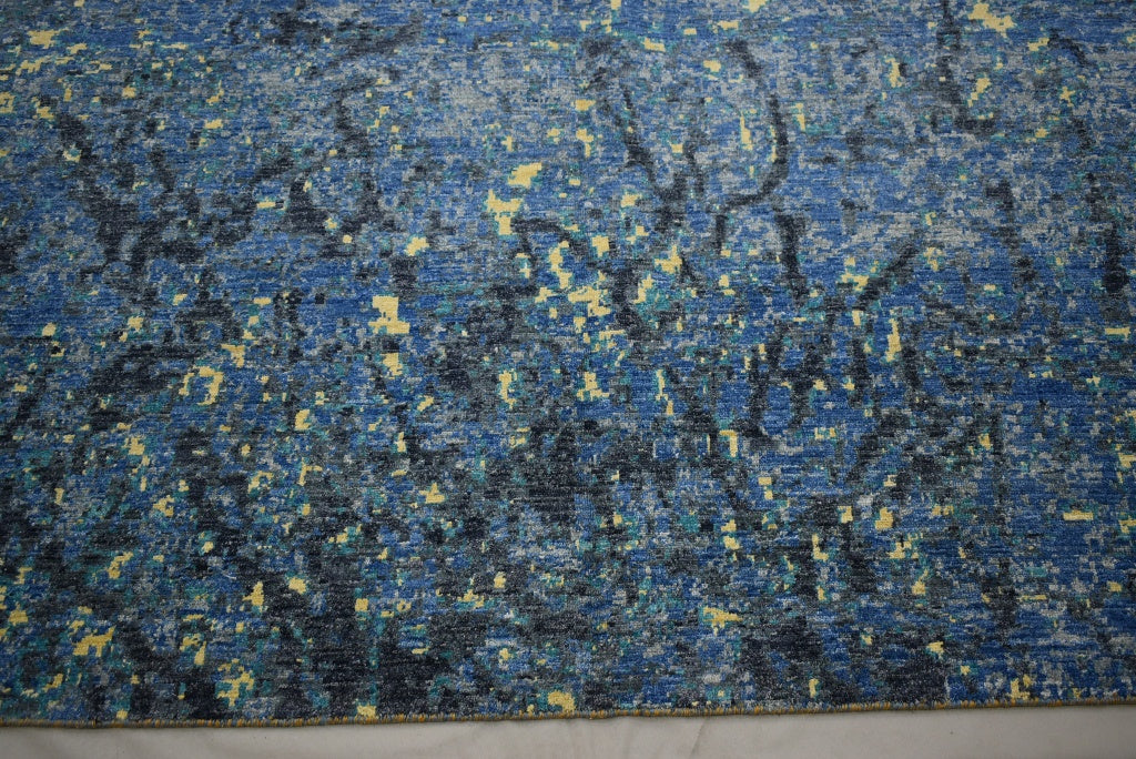 Blue Contemporary Rug, 9x12 Area Rug, Afghanistan Rugs