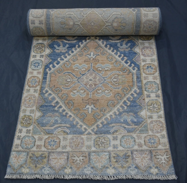 Oushak Runner Rug, Hand Knotted Wool Runner, 3x10 Runner