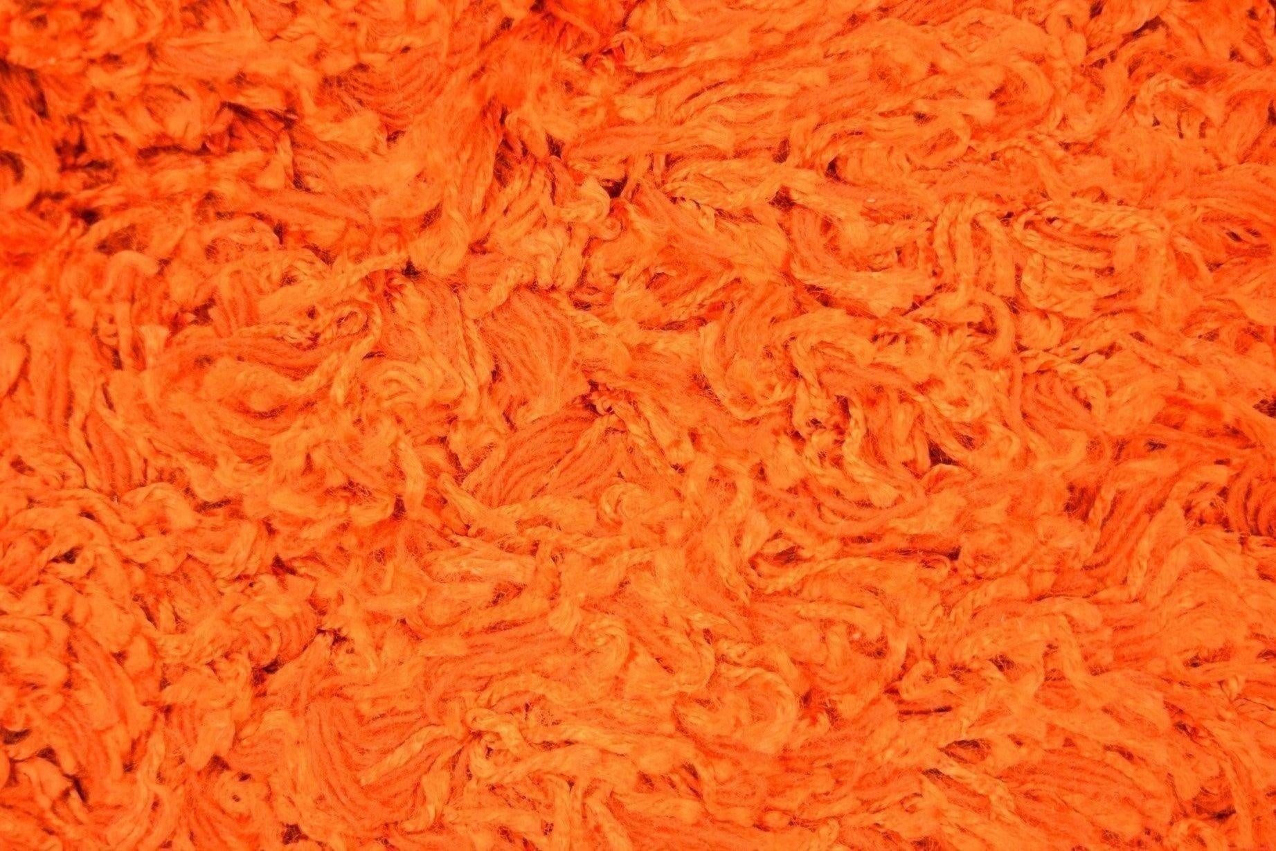 5x8 Orange Shag Wool And Silk Rug