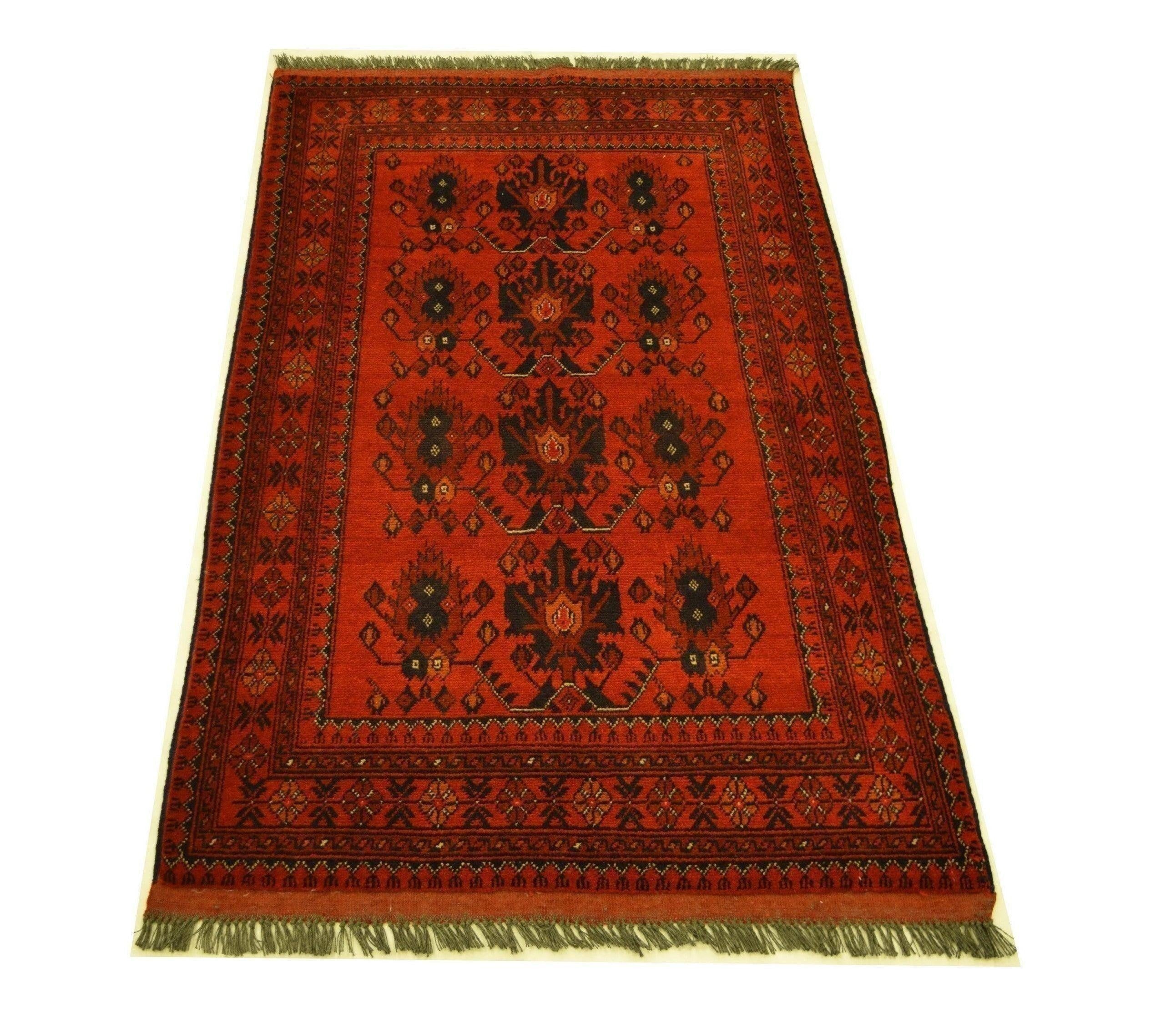 Red Rug, Khal Mohammadi Rug, Afghan Rug, Dining Room Rug Size, 3'3" x 5'0", Area Rug Sizes