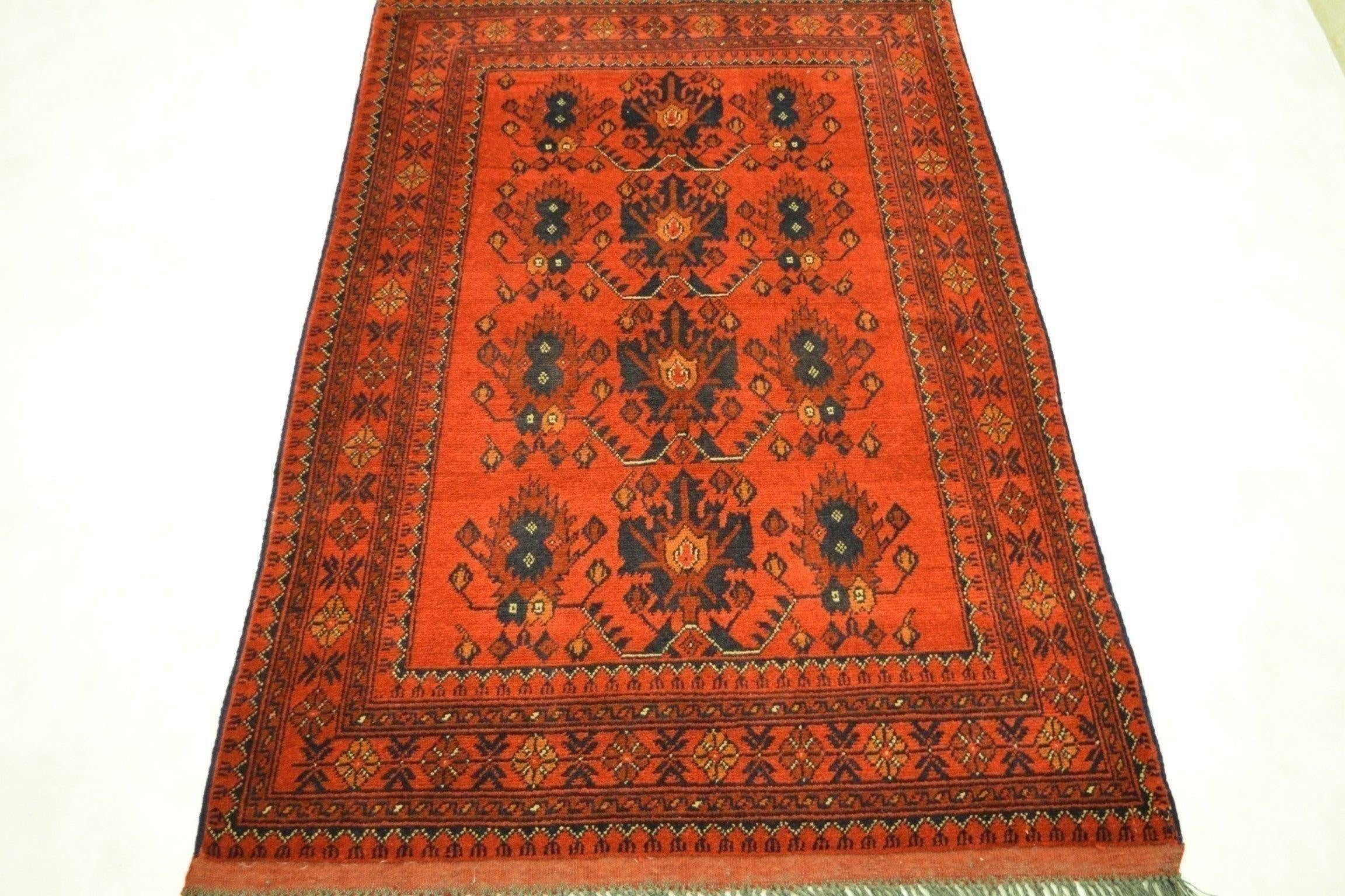 Red Rug, Khal Mohammadi Rug, Afghan Rug, Dining Room Rug Size, 3'3" x 5'0", Area Rug Sizes