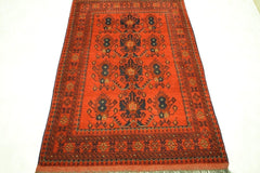 Red Rug, Khal Mohammadi Rug, Afghan Rug, Dining Room Rug Size, 3'3" x 5'0", Area Rug Sizes
