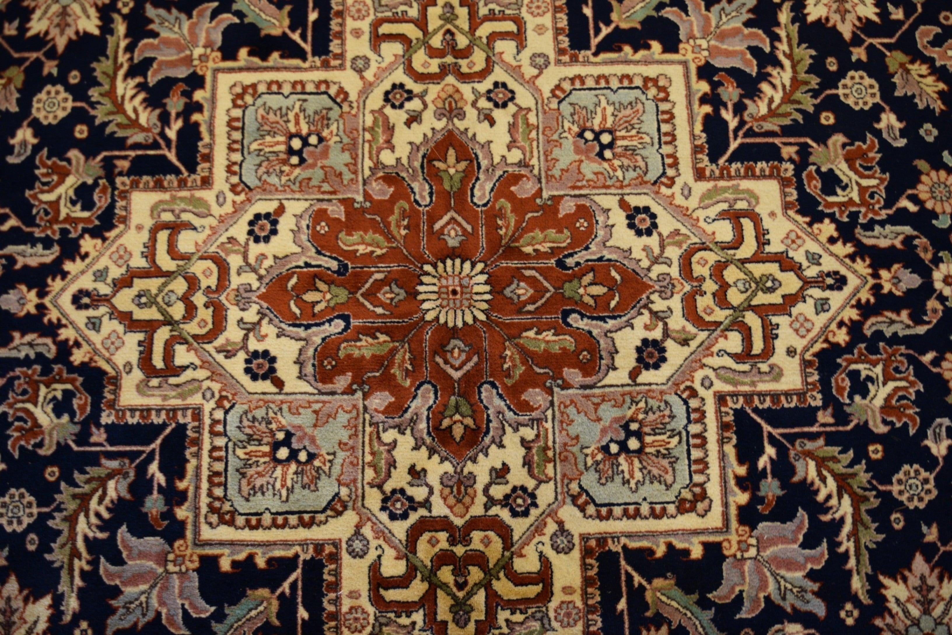 serapi rug, hand knotted wool rug, can you put a rug on carpet, area rugs on carpet, average size of living room
