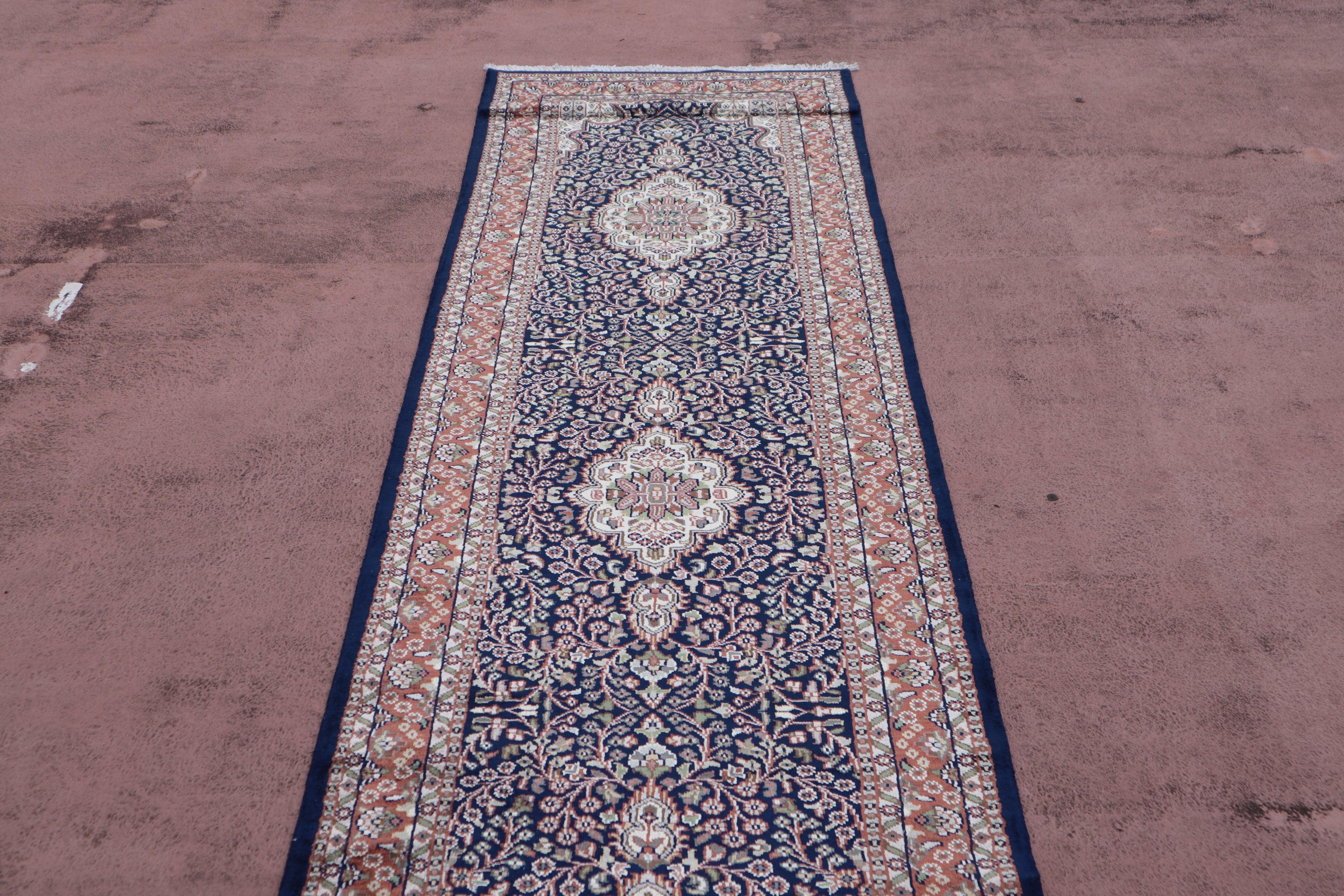 Jammu Kashmir Runner, Hand Knotted Runner, Entryway Rug