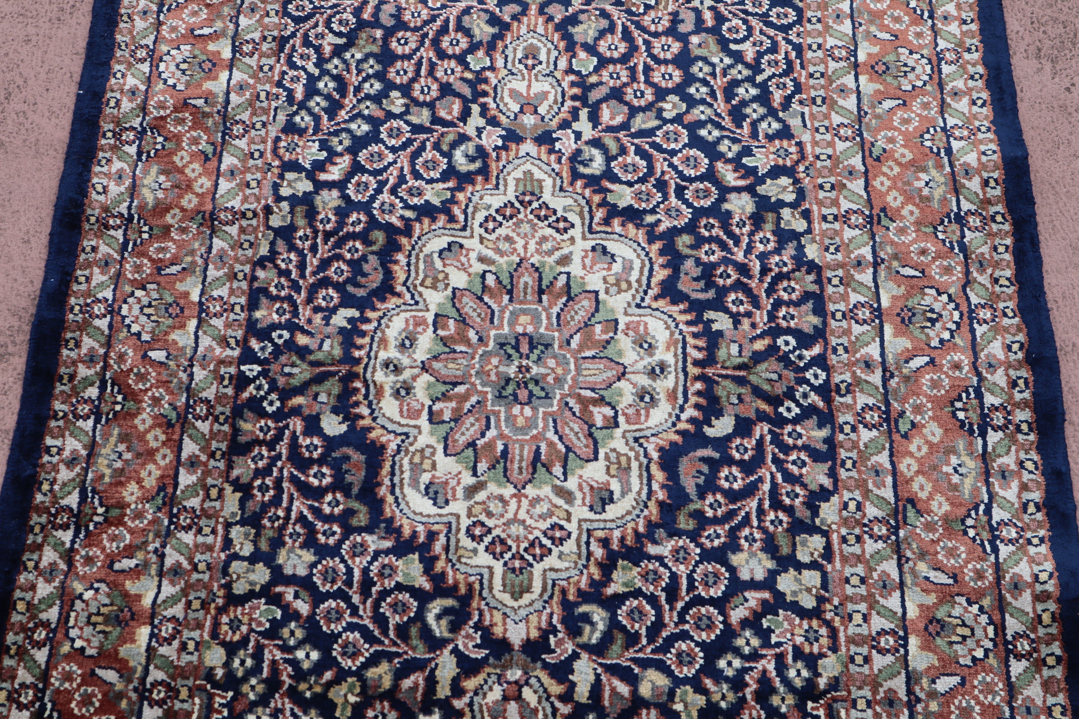 Jammu Kashmir Runner, Hand Knotted Runner, Entryway Rug
