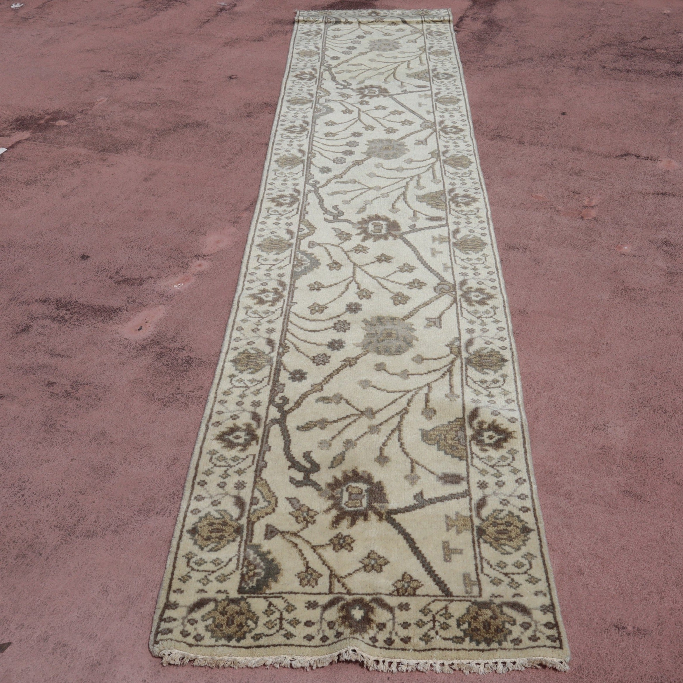 Oushak Runner, Oriental Runner, Persian Design Runner, 3x12 ft Rug