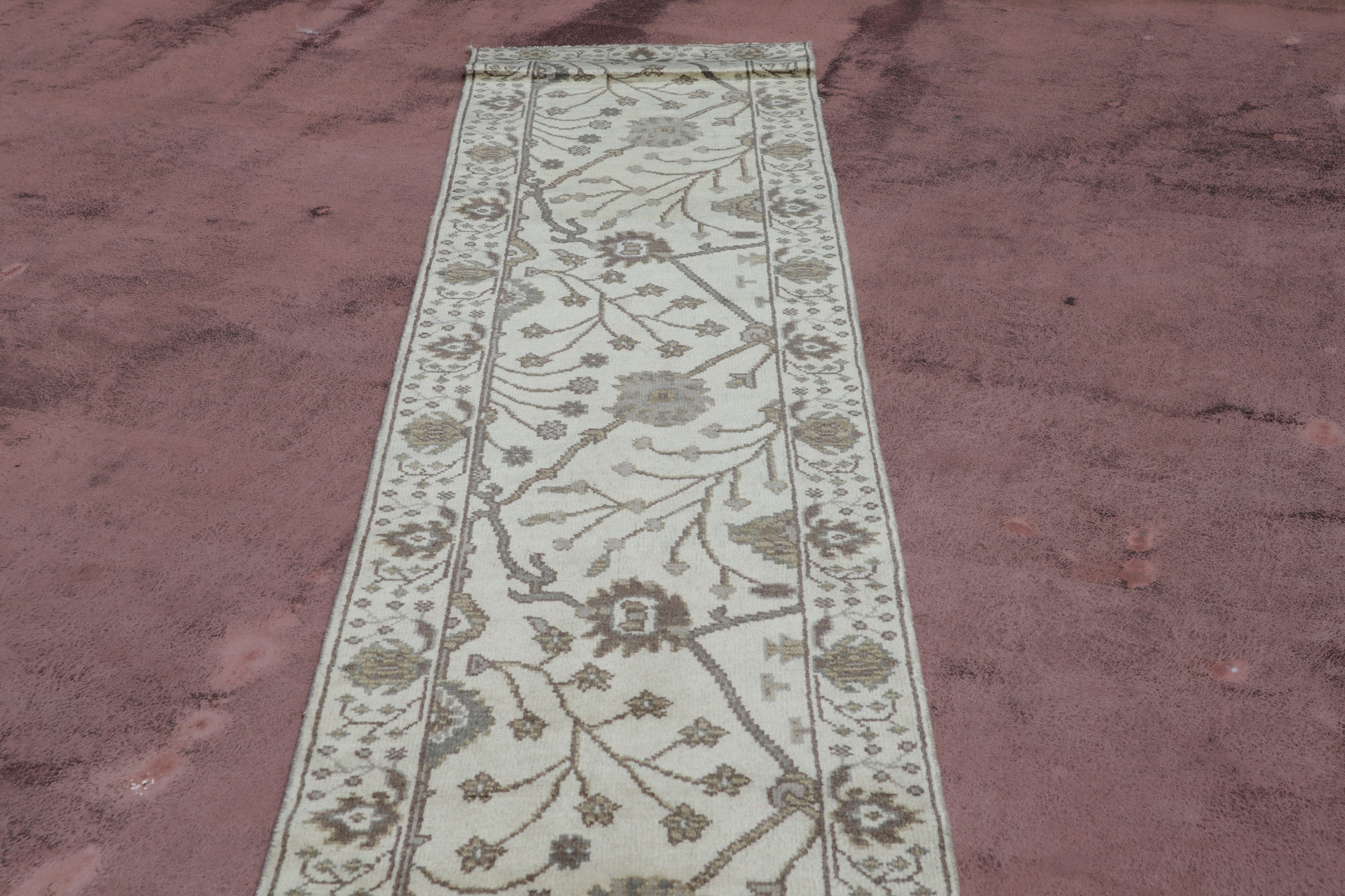 Oushak Runner, Oriental Runner, Persian Design Runner, 3x12 ft Rug