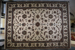 Oushak Area Rug, Oriental Wool Rug, 9x12 Ivory Rug