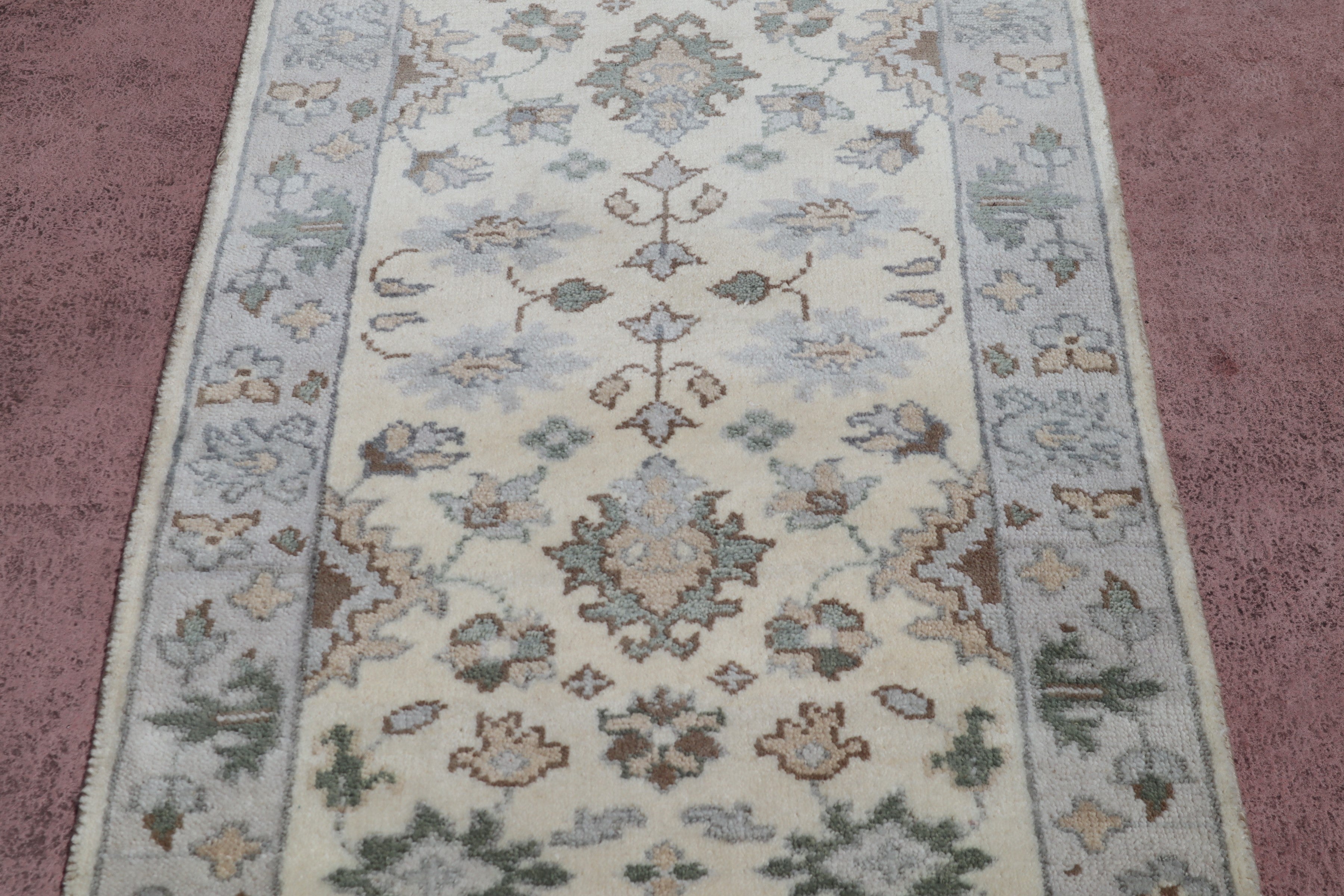 Oushak Runner, Hand Knotted, Fine Quality Runner, 3x12 Rug