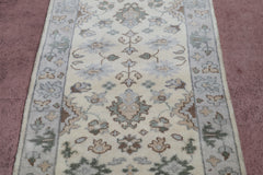 Oushak Runner, Hand Knotted, Fine Quality Runner, 3x12 Rug
