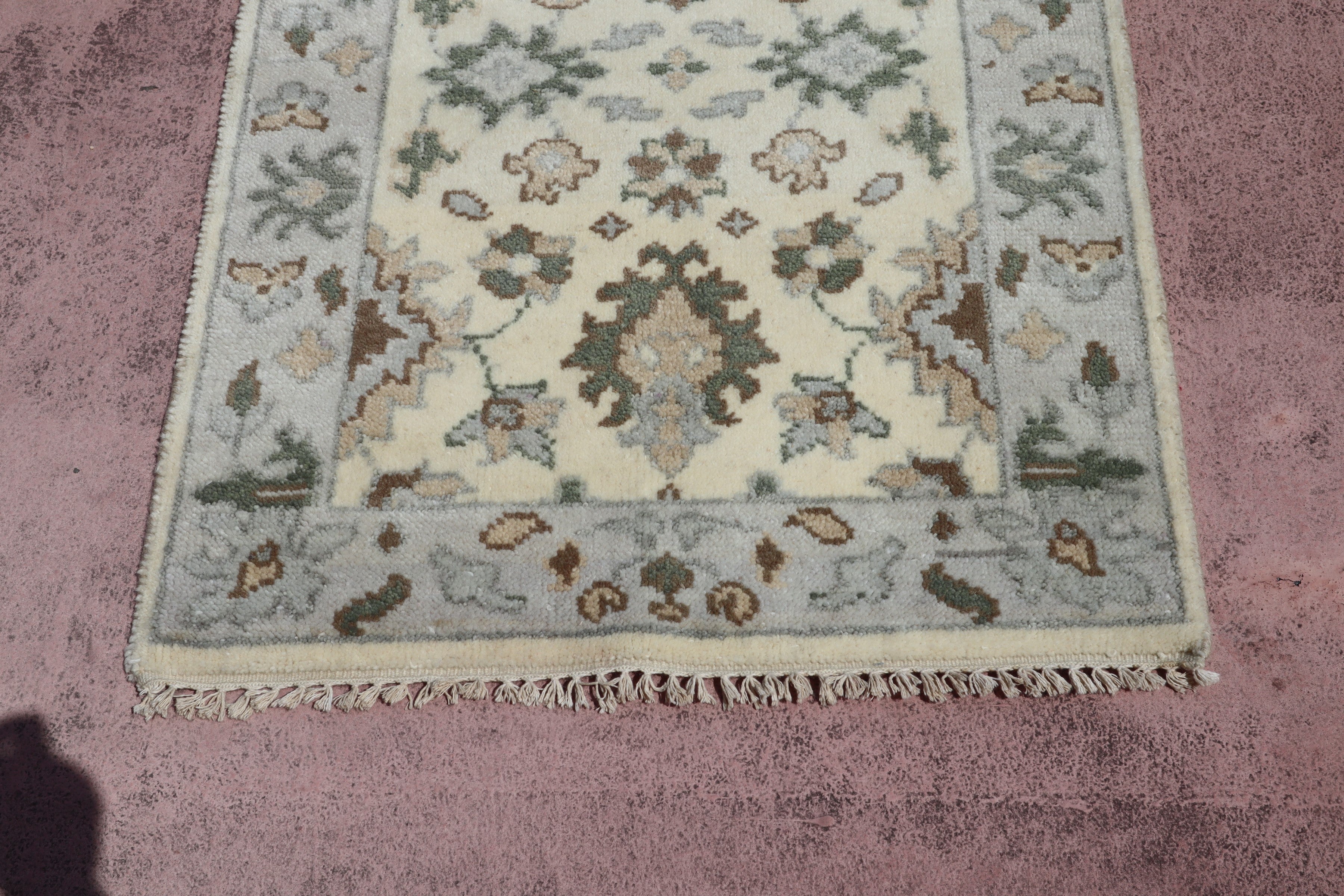 Oushak Runner, Hand Knotted, Fine Quality Runner, 3x12 Rug