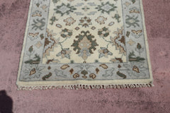Oushak Runner, Hand Knotted, Fine Quality Runner, 3x12 Rug