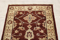 Red Oushak Tribal Runner 2'8" x 11'3" Hand Knotted Wool Rug