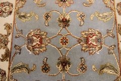 Silk and wool rug, Silk Flower Hand Knotted Runner Rug, 2'7" x 12'1"