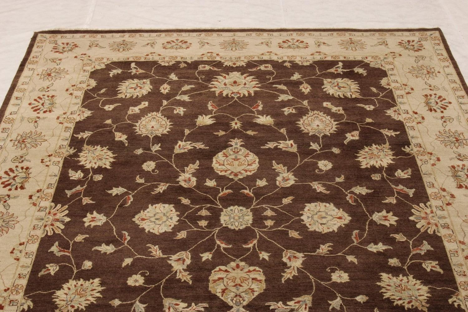 Brown Rug, Hand Knotted Wool Rugs, 10/10 H.T, Traditional Rug, 10x14 Rug